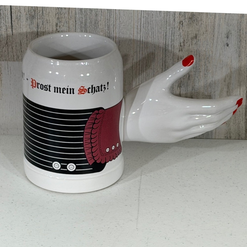 Gerzit Beer Stein Mug White Hand Handle Prost Mein Schatz West Germany Novelty